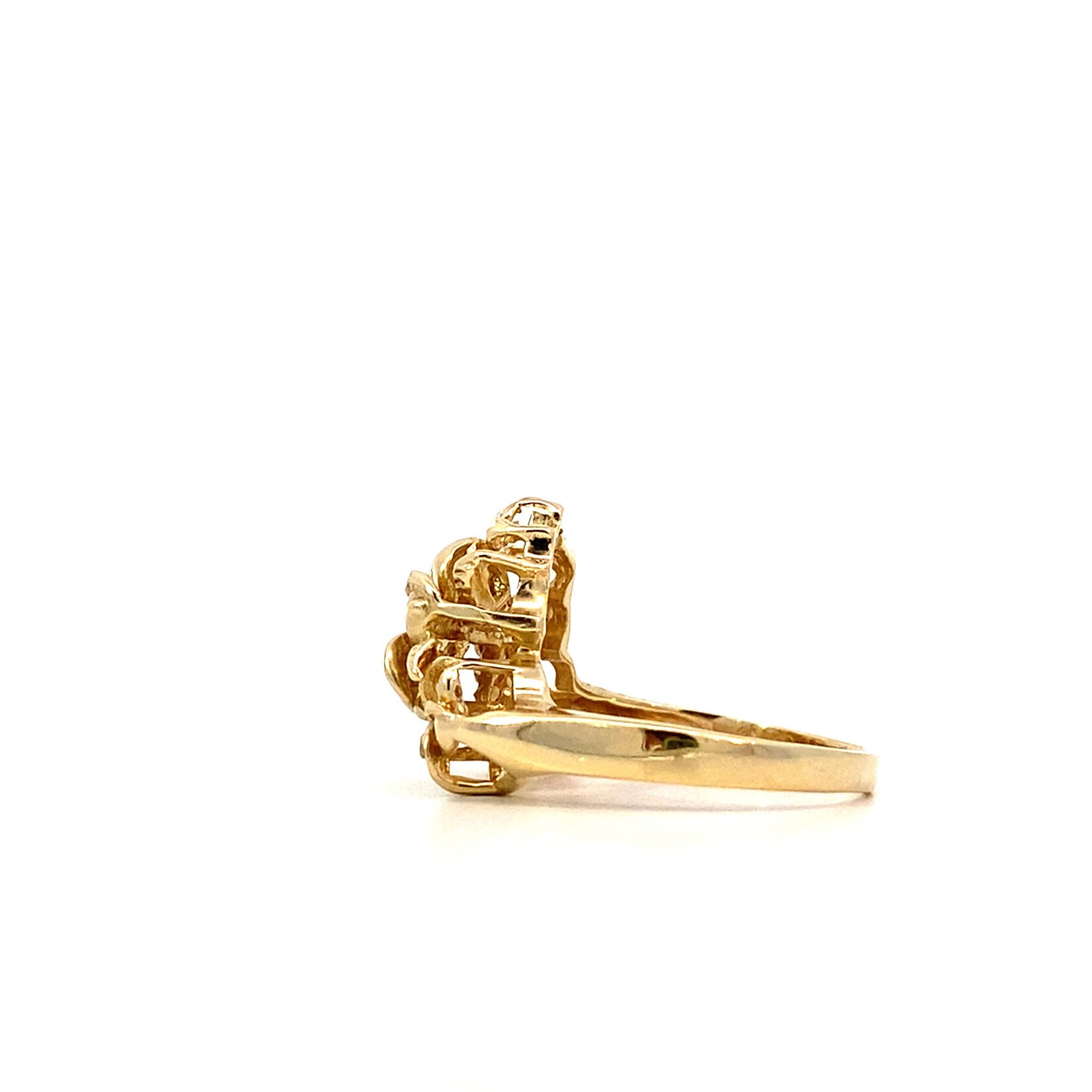 14K Yellow Gold Plumeria Chevron Ring sz7