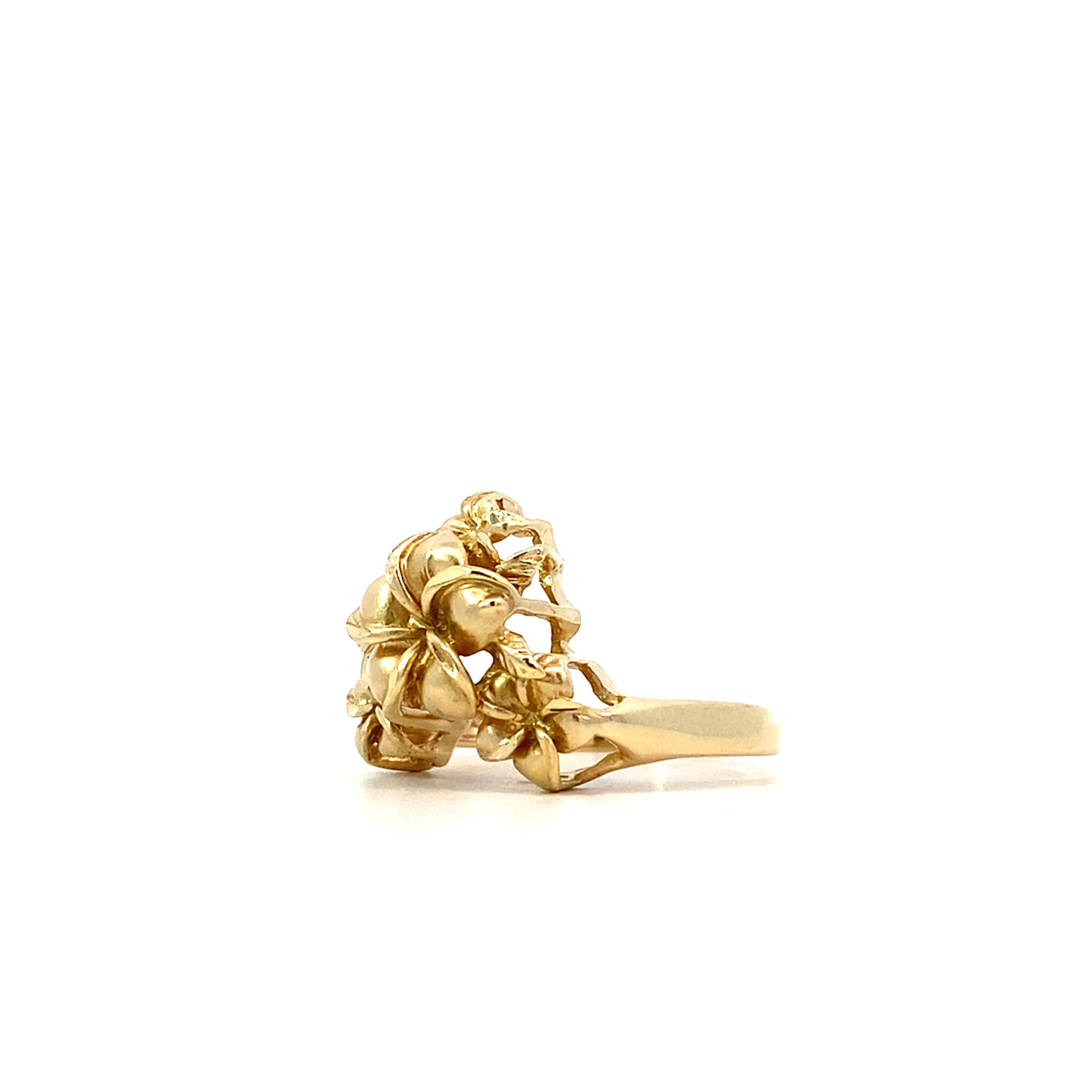 14K Yellow Gold Plumeria Chevron Ring size 7