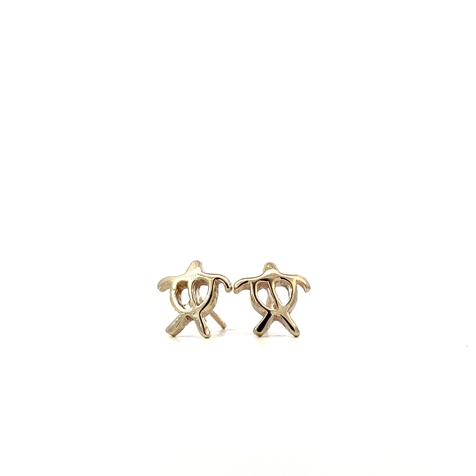 14K White Gold Honu Studs
