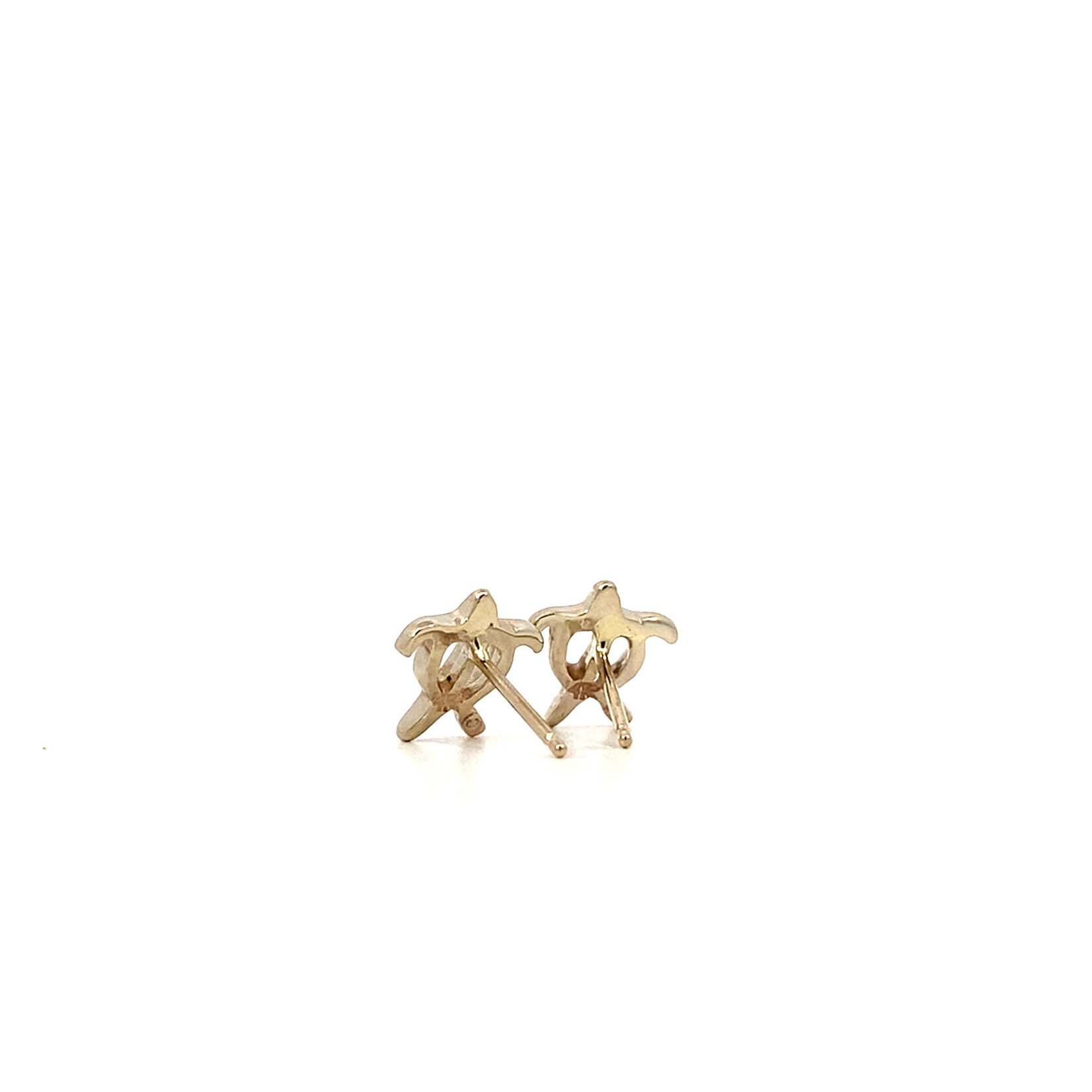 14K White Gold Honu Studs