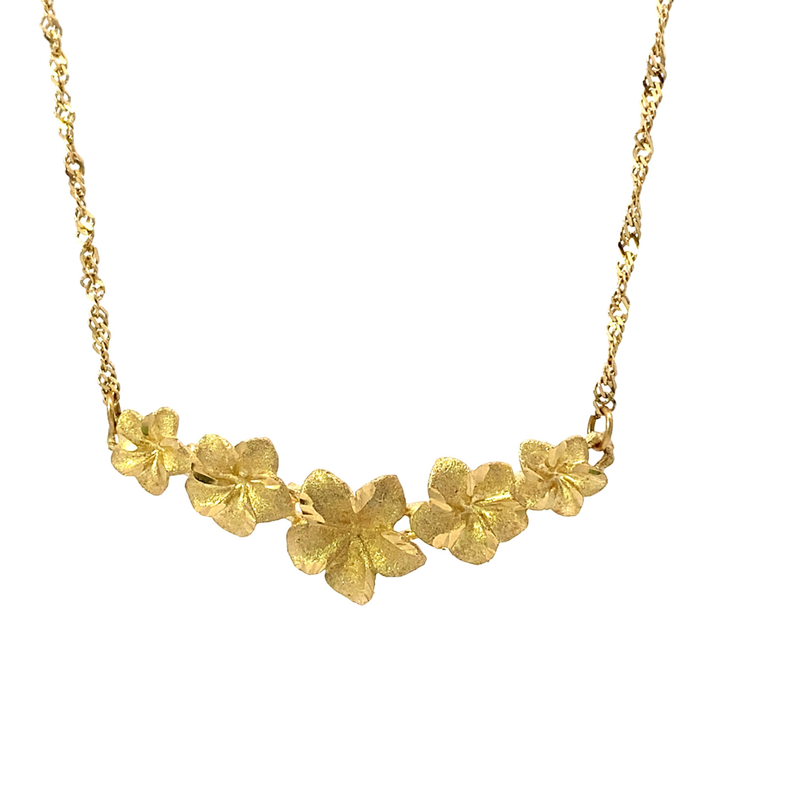 14K Yellow Gold 16" Plumeria Station Necklace