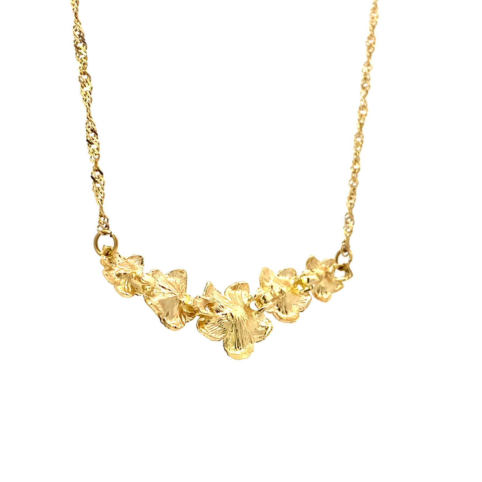 14K Yellow Gold 16" Plumeria Station Necklace