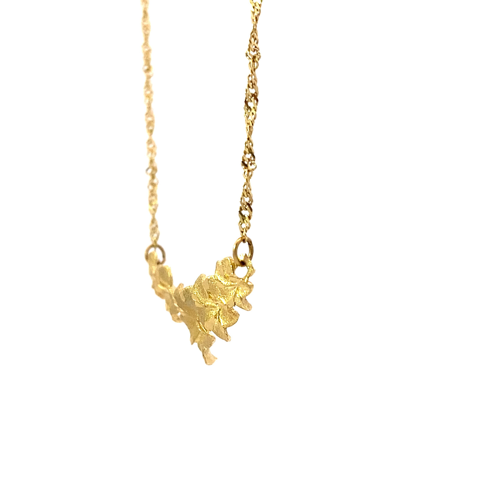 14K Yellow Gold 16" Plumeria Station Necklace