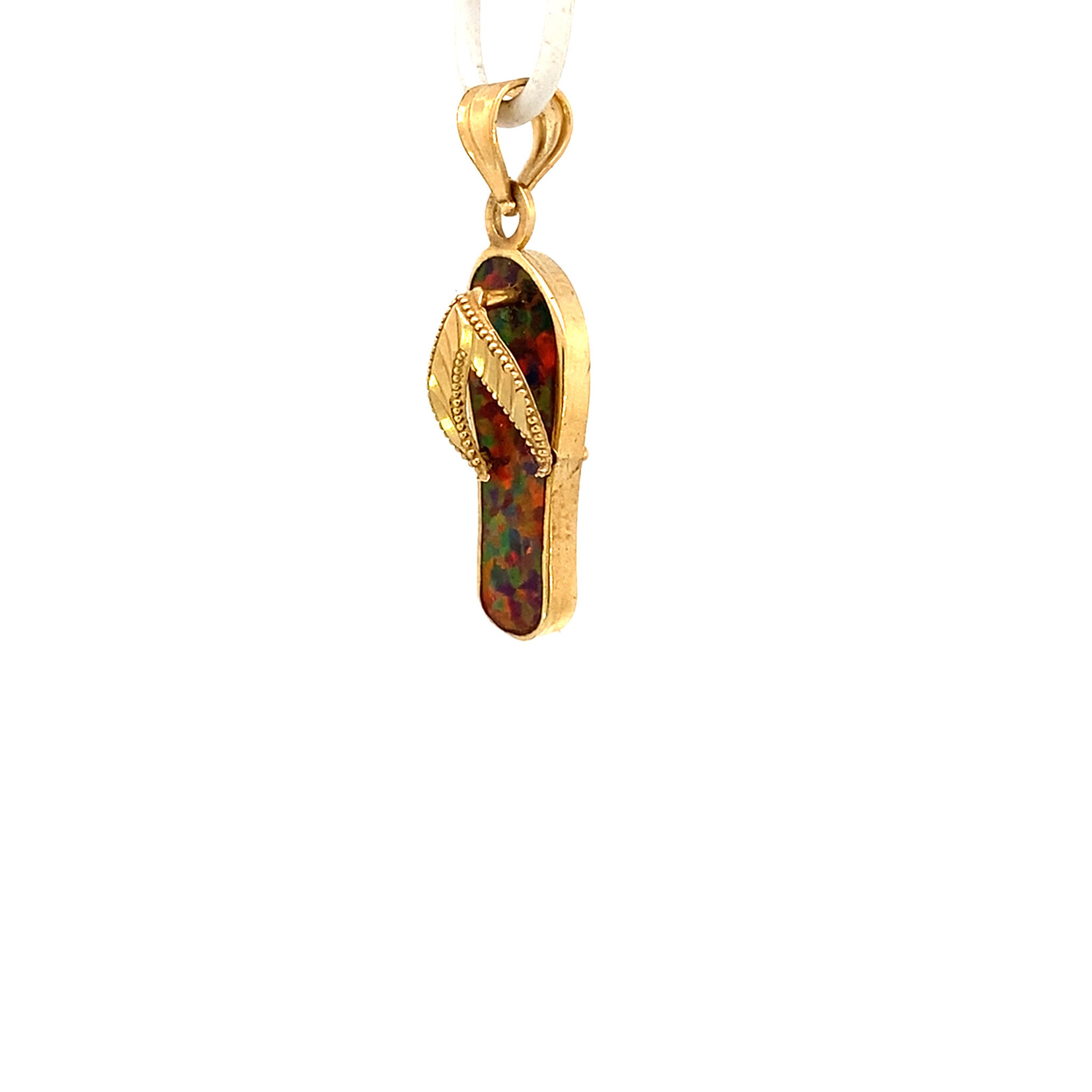 14K Yellow Gold Created Opal Slippah