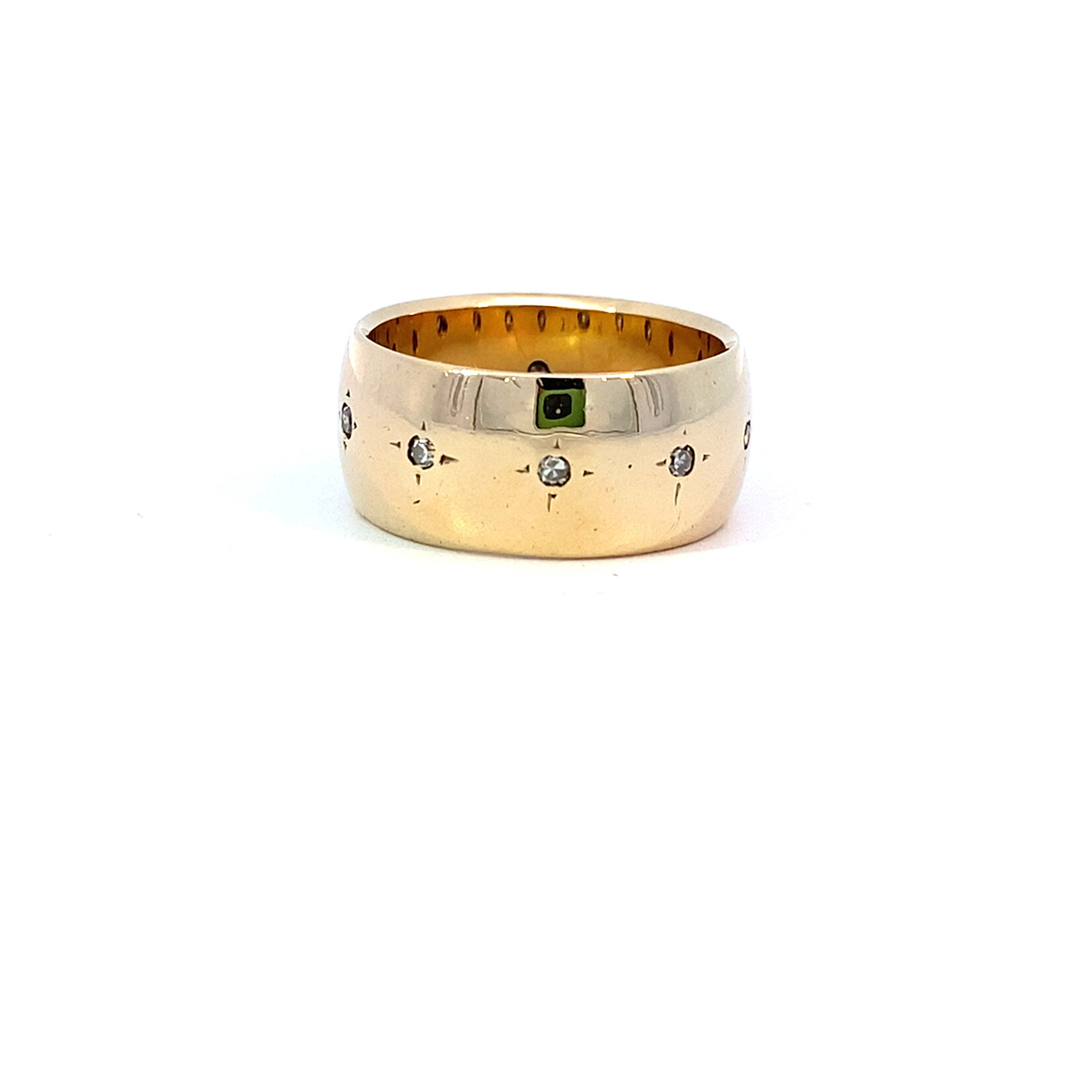 14K Yellow Gold 9mm Diamond  Ring size 6