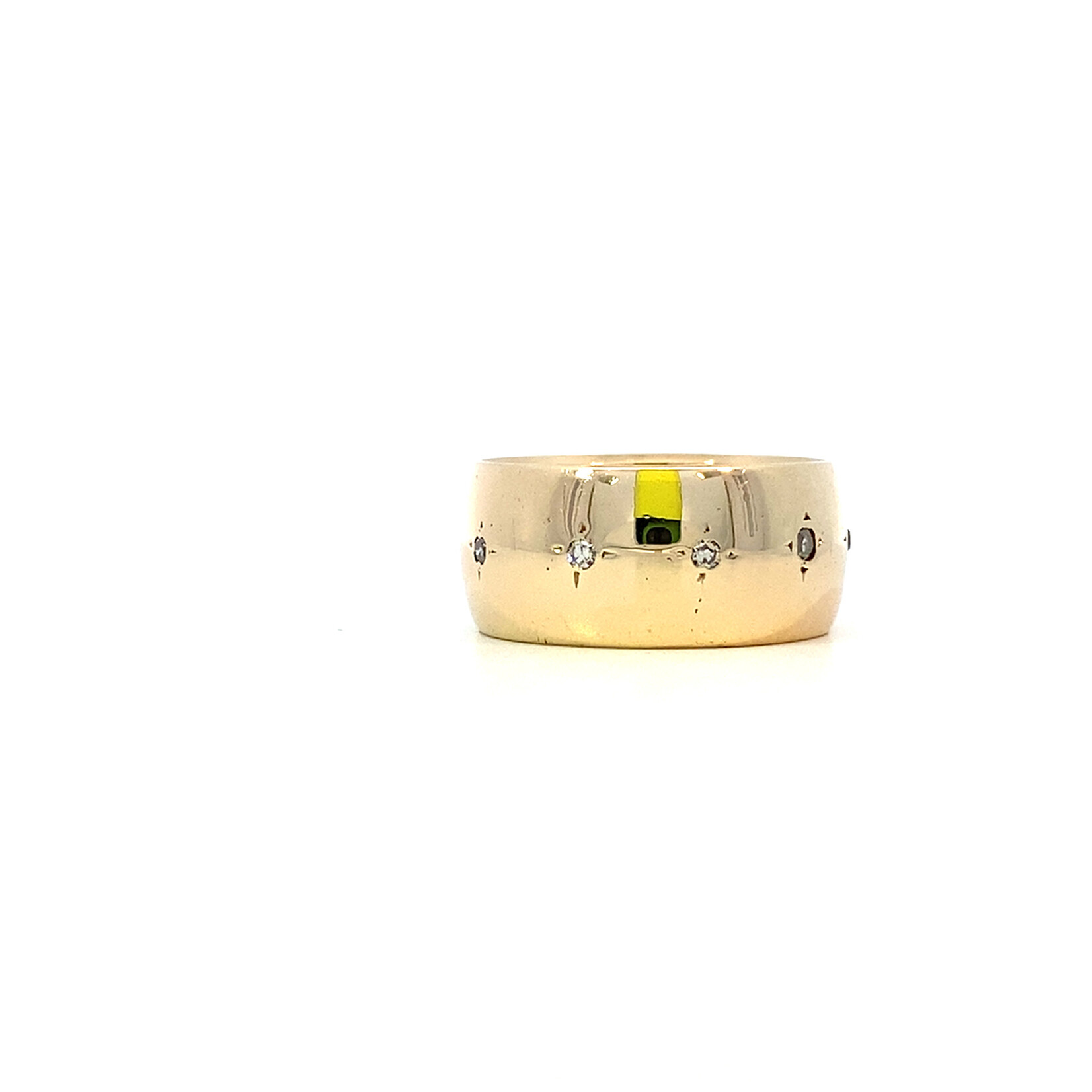14K Yellow Gold 9mm Diamond  Ring size 6