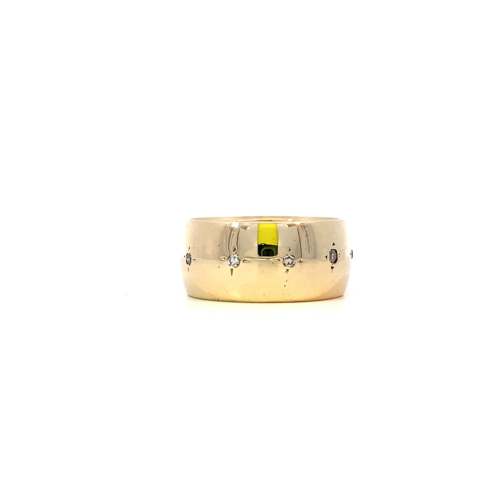 14K Yellow Gold 9mm Diamond  Ring size 6