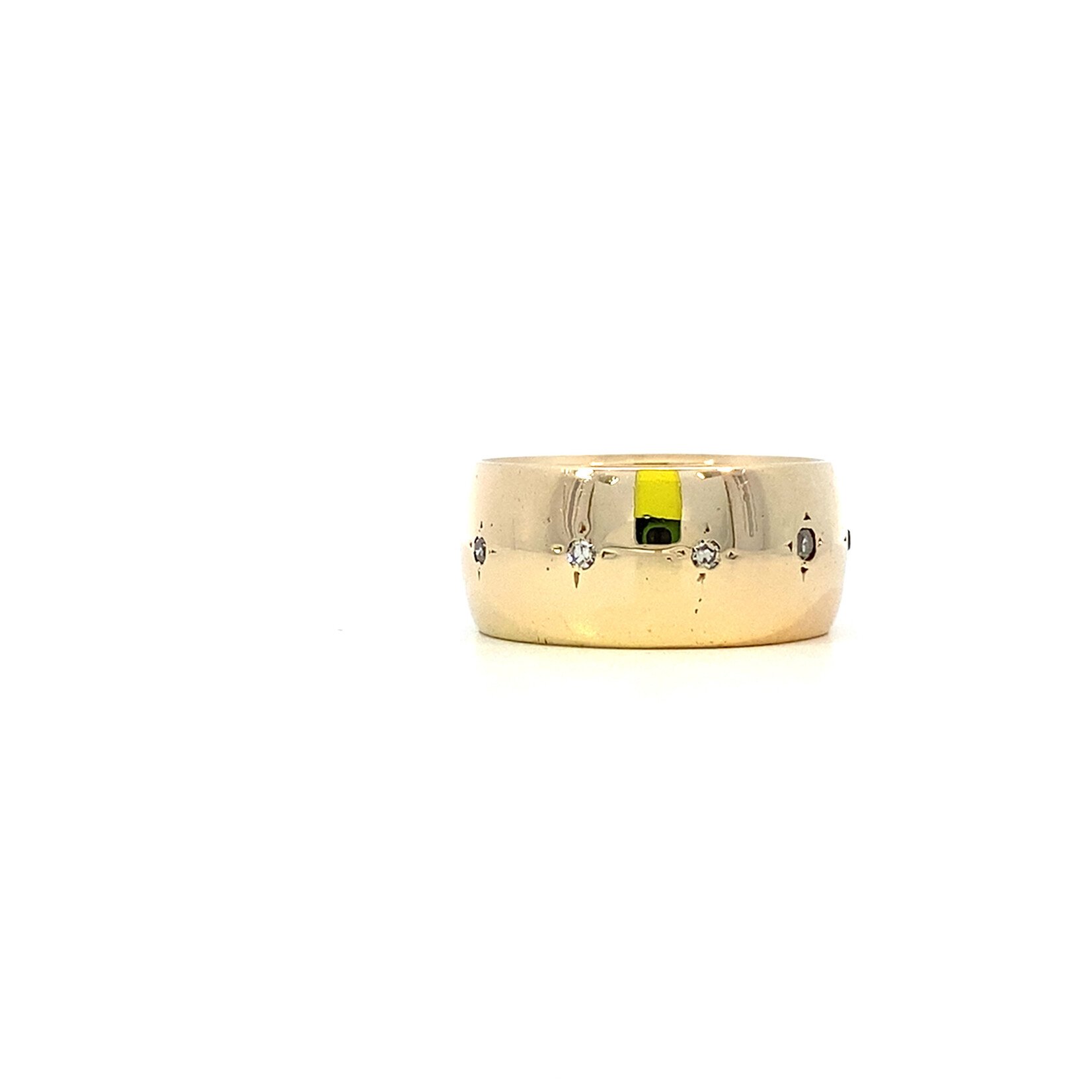 14K Yellow Gold 9mm Diamond  Ring sz6