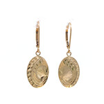 Ohia Lehua 14K Yellow Gold 17x12.5 Oval Ohia Lehua dangles on leverbacks No Red