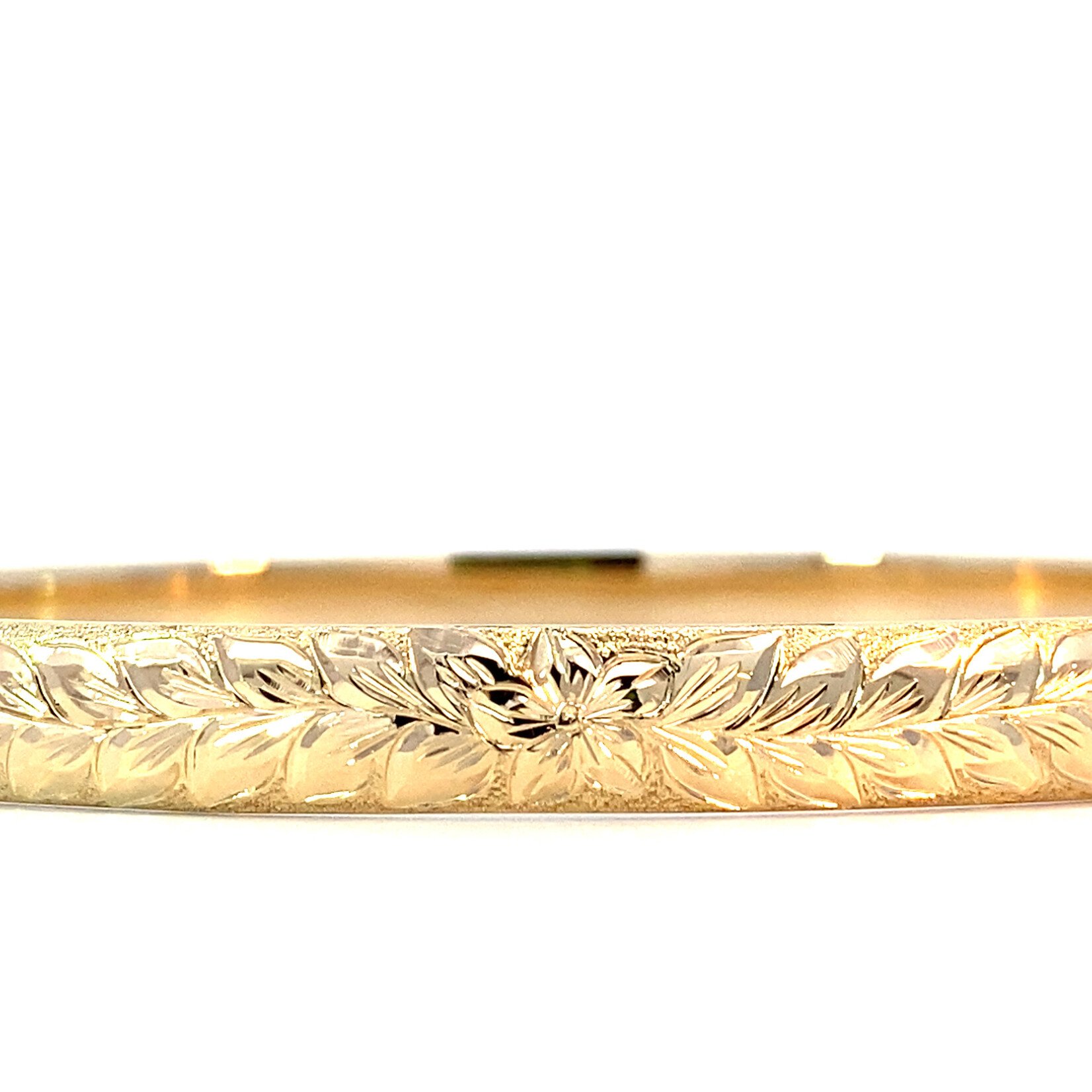 Maile Lei 14K Yellow Gold 6mm Barrel Med Maile Lei sz7.5