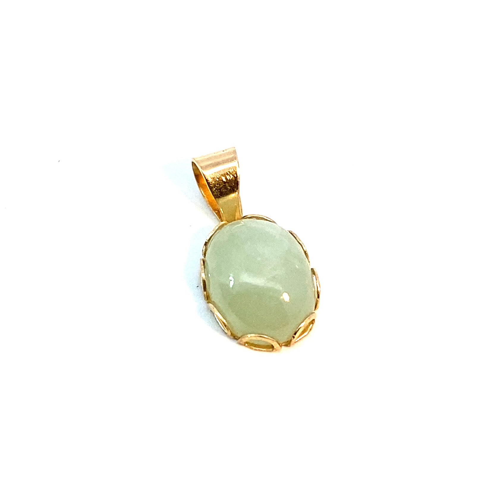 14K Yellow Gold Green Jade Pendant