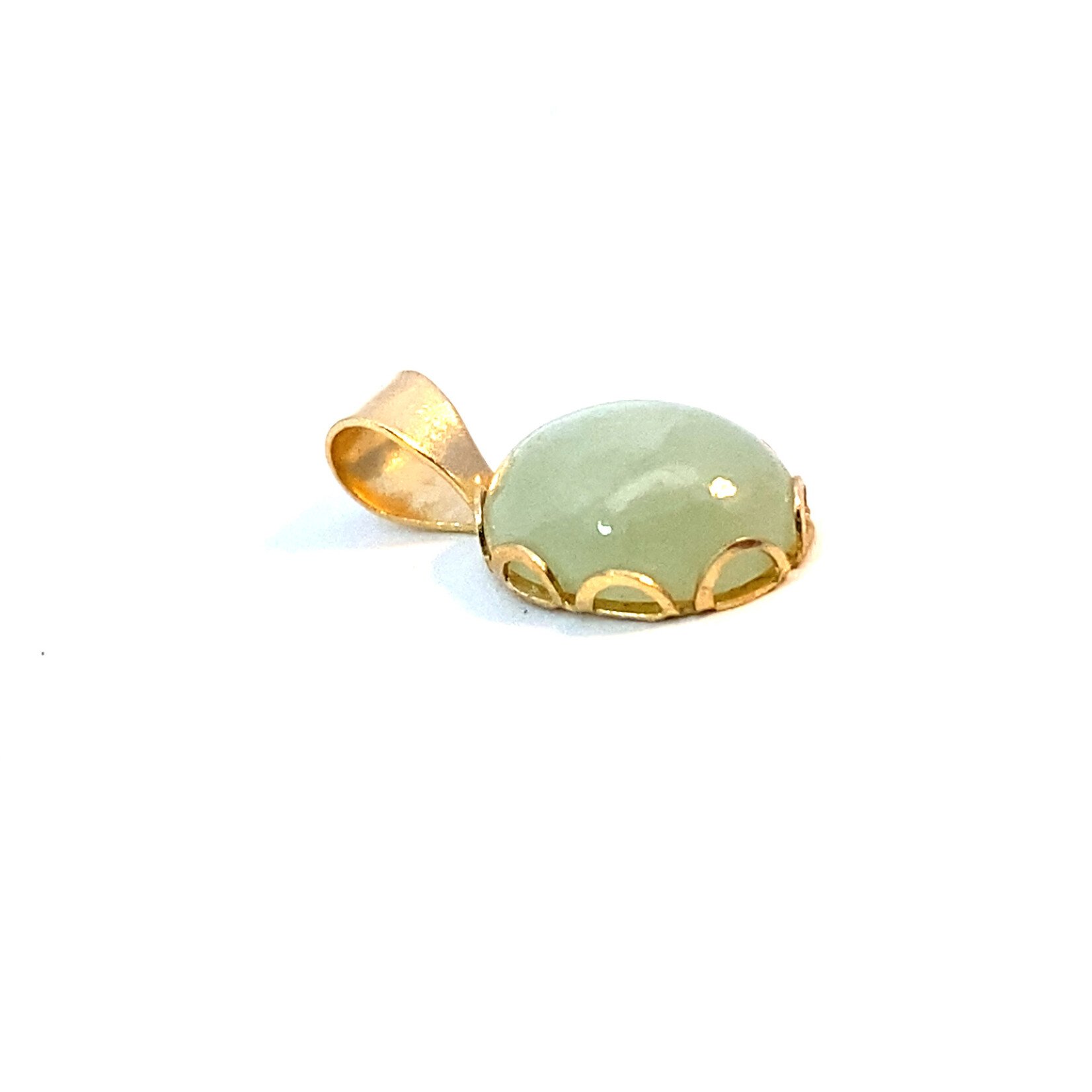 14K Yellow Gold Green Jade Pendant