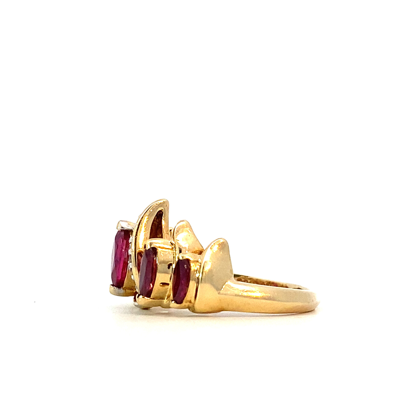 14K Yellow Gold Marquise Ruby & Diamond Ring size 7