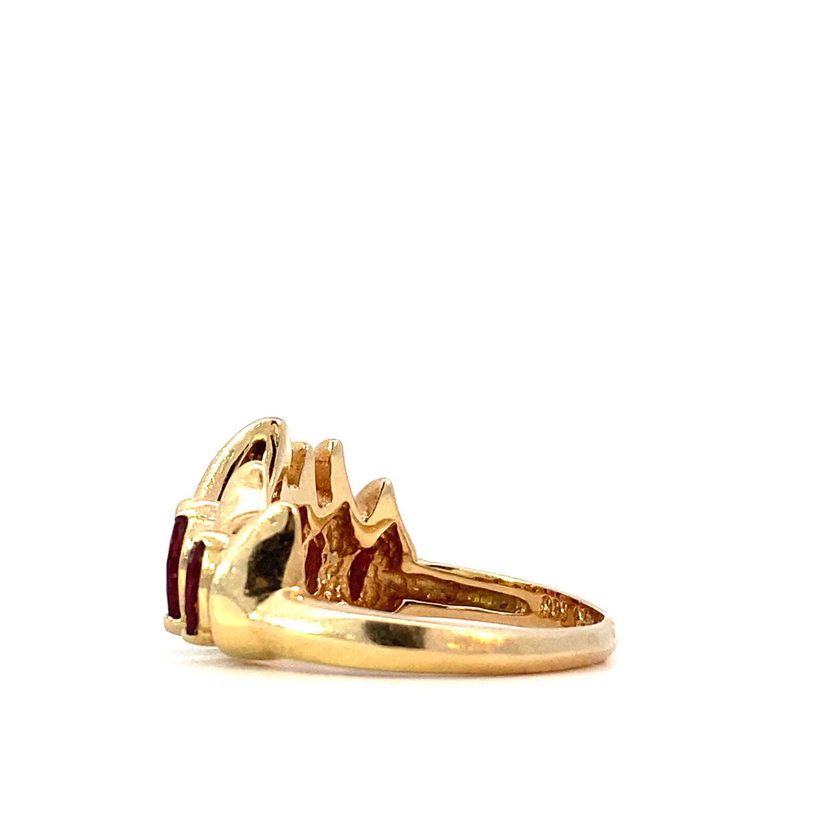 14K Yellow Gold Marquise Ruby & Diamond Ring size 7