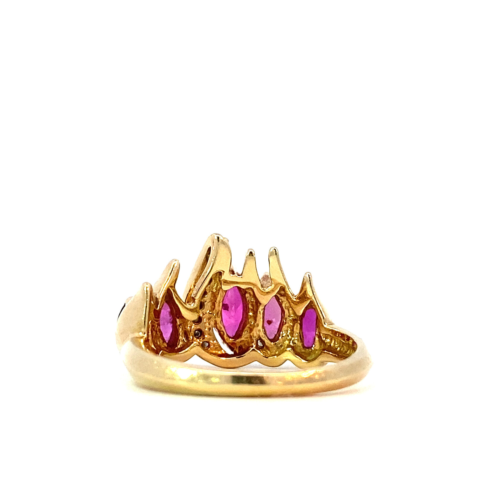14K Yellow Gold Marquise Ruby & Diamond Ring size 7