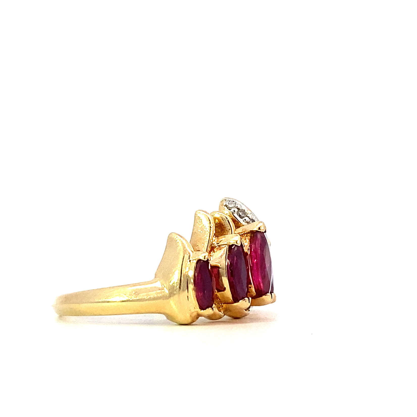 14K Yellow Gold Marquise Ruby & Diamond Ring size 7