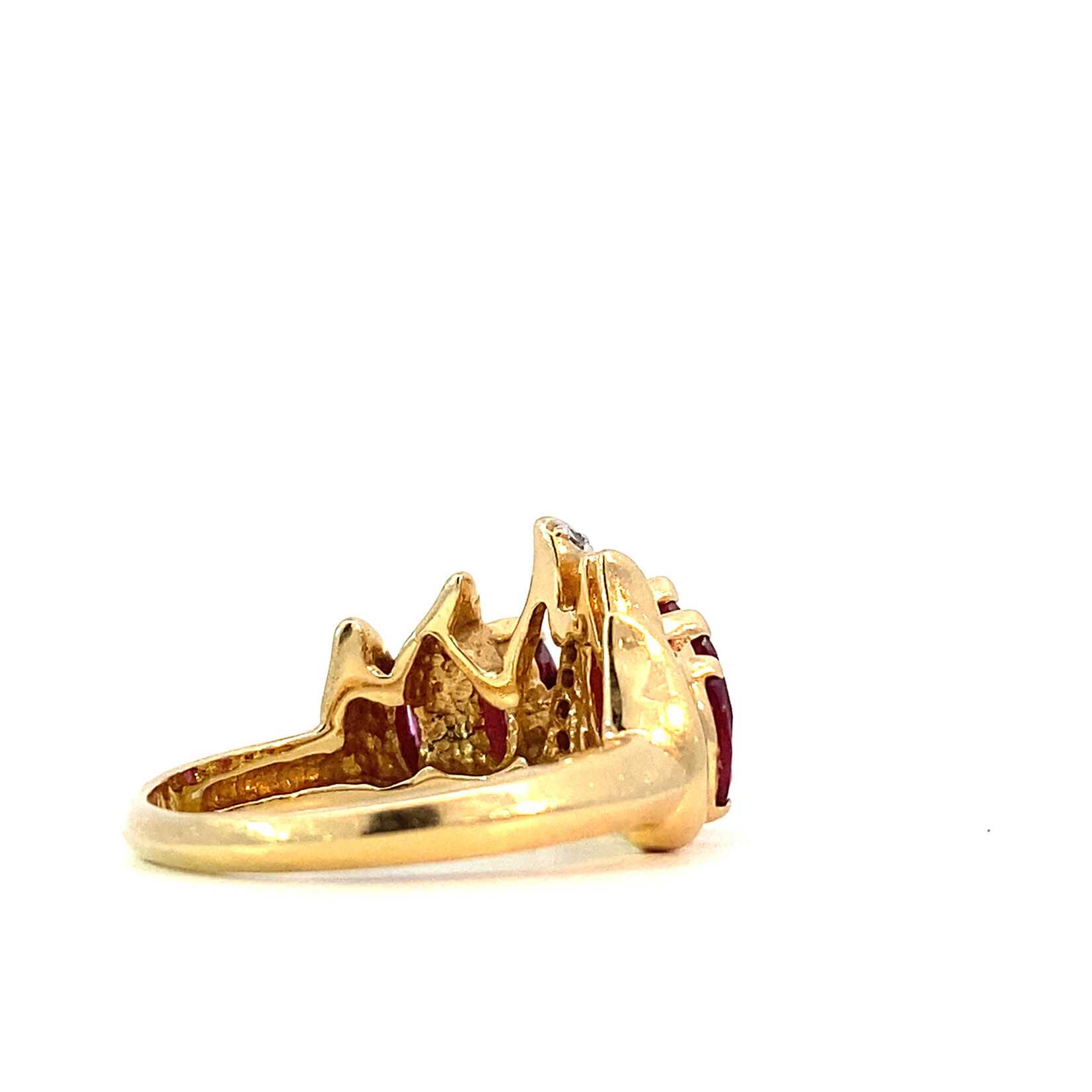 14K Yellow Gold Marquise Ruby & Diamond Ring size 7