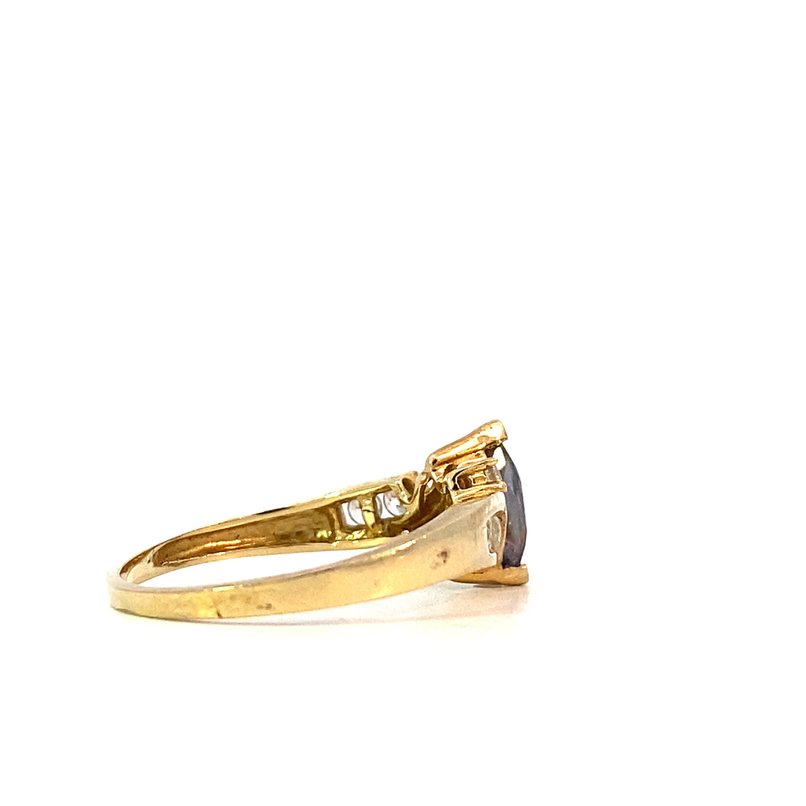 10K Yellow Gold Mystic Topaz & CZ Ring sz 6.75