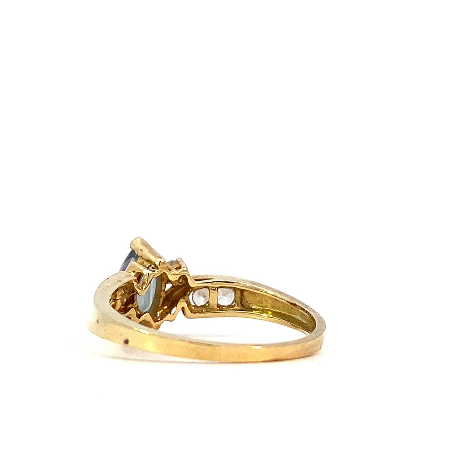 10K Yellow Gold Mystic Topaz & CZ Ring sz 6.75