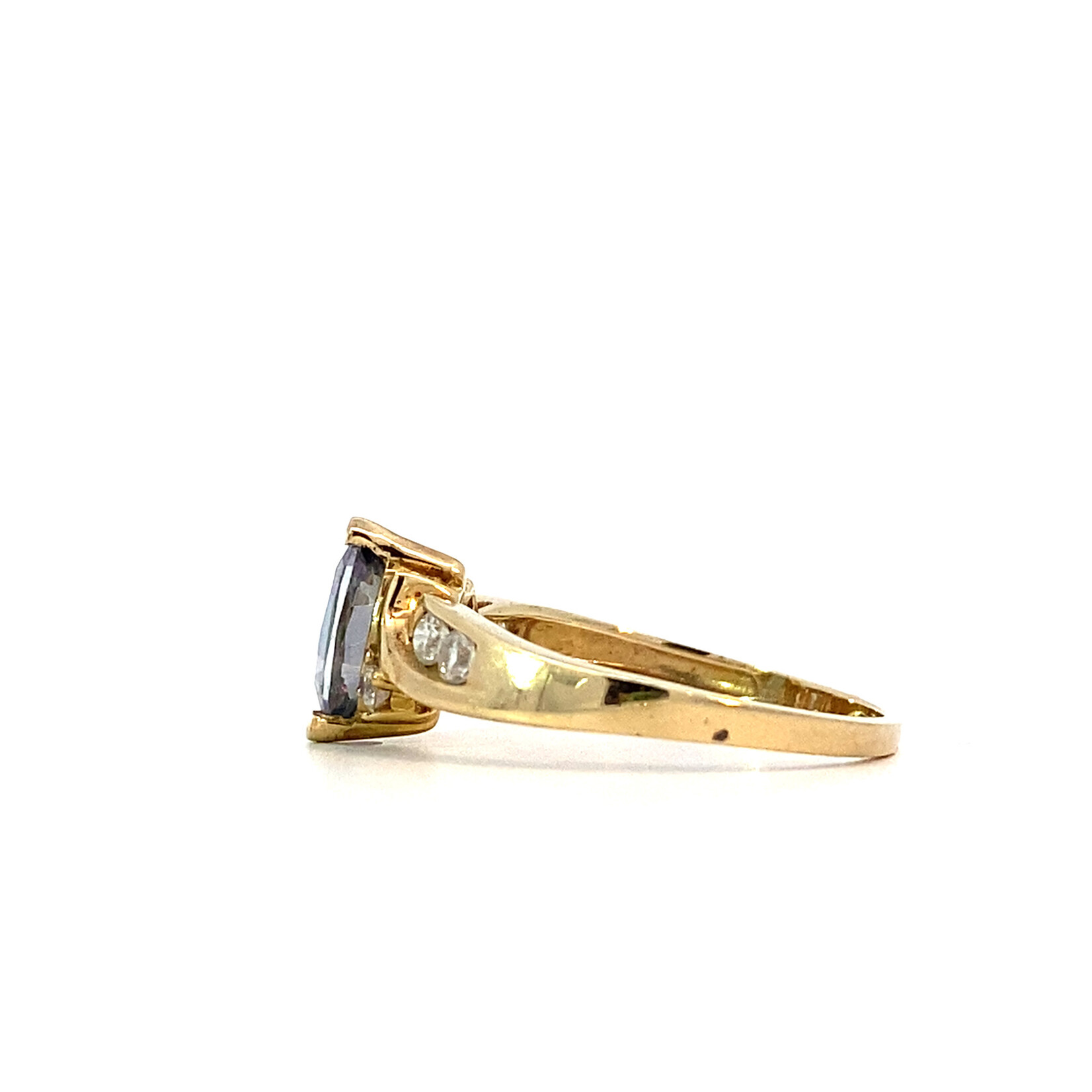 10K Yellow Gold Mystic Topaz & CZ Ring sz 6.75