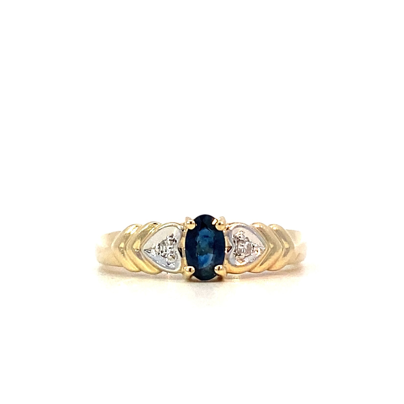 14K Yellow Gold Sapphire & Diamond sz4.5
