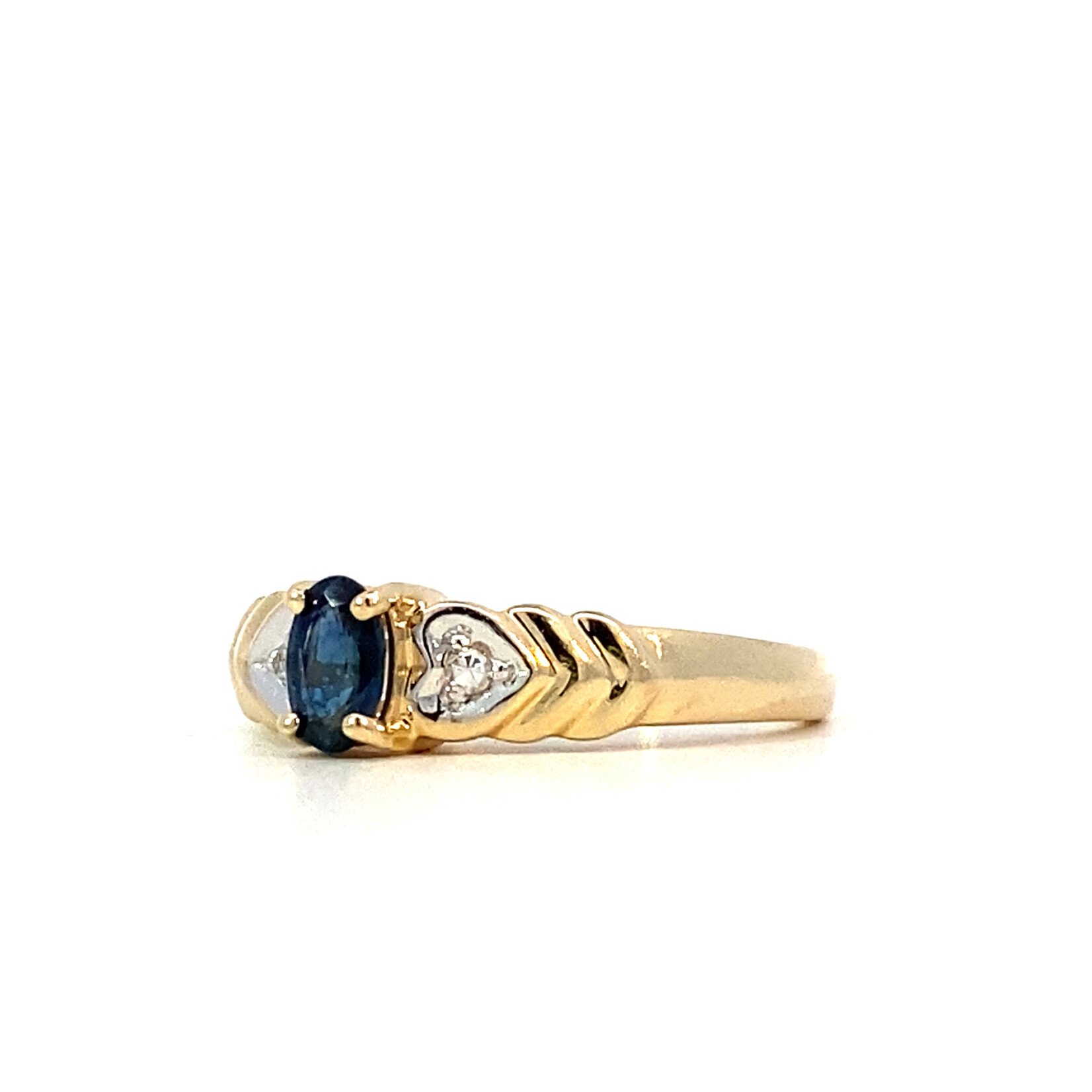 14K Yellow Gold Sapphire & Diamond sz4.5