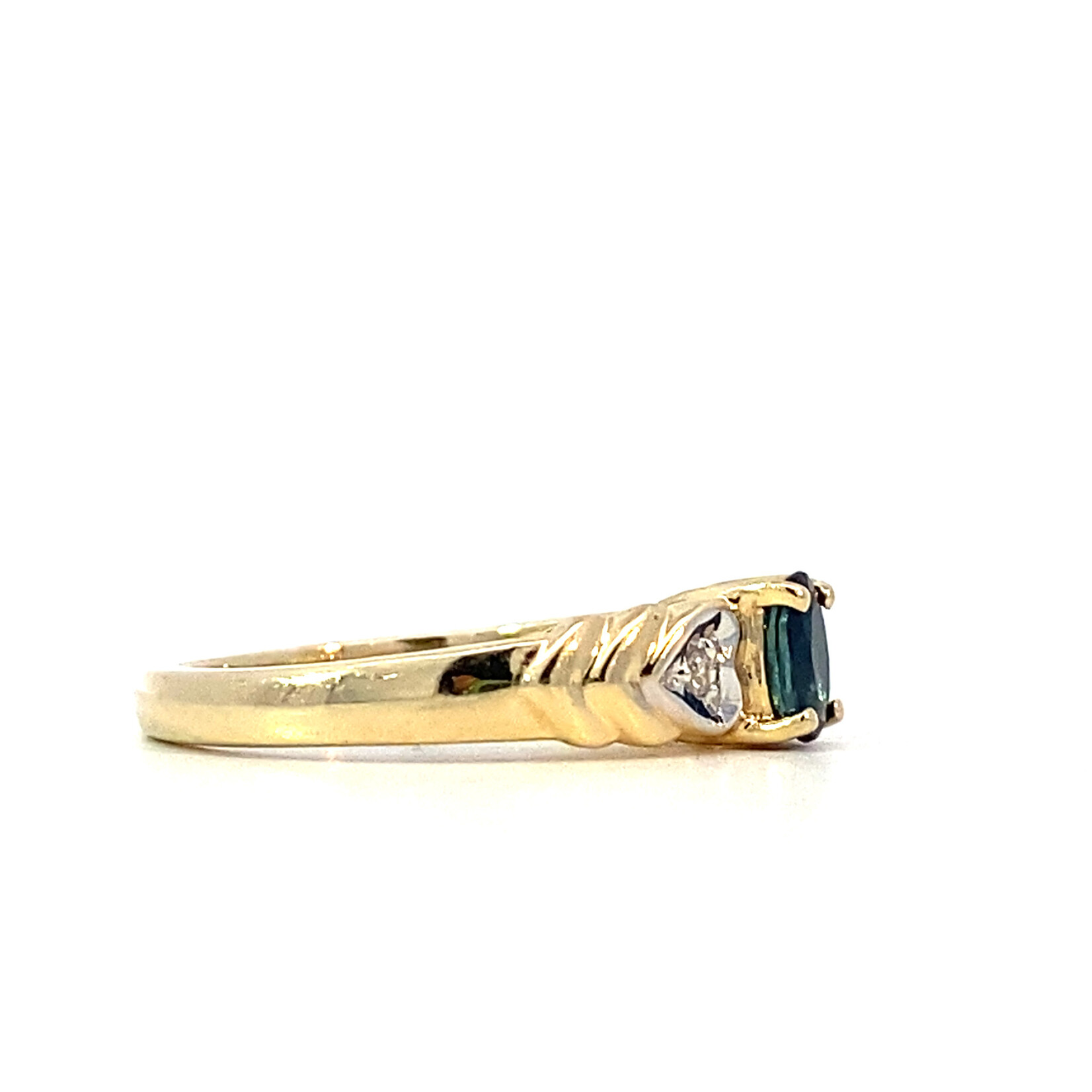 14K Yellow Gold Sapphire & Diamond sz4.5