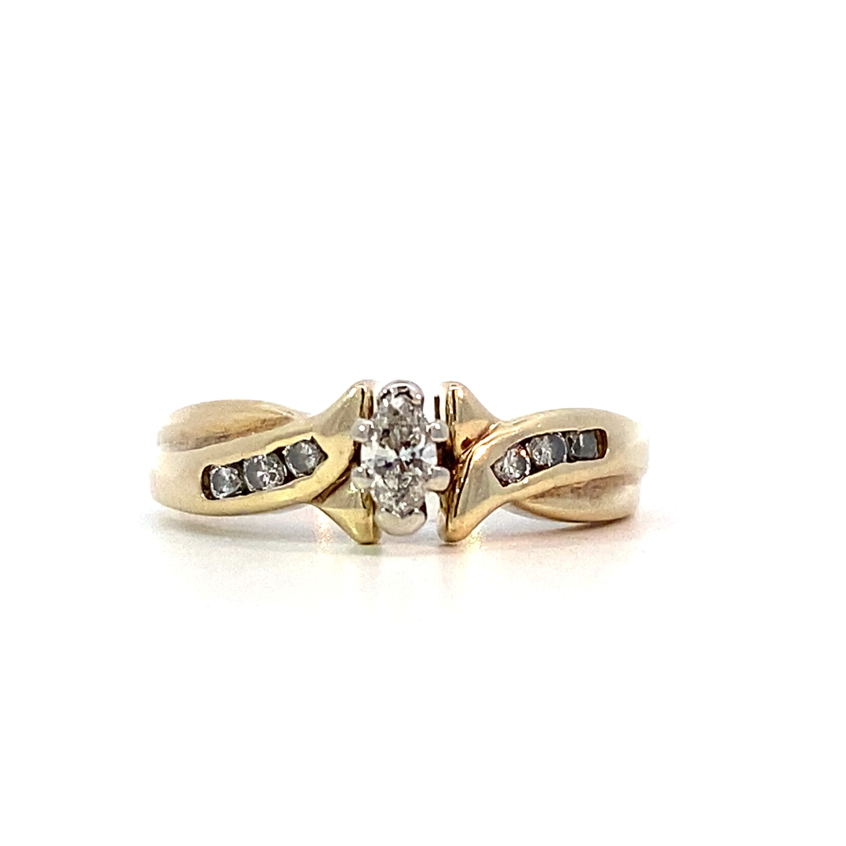 14K Yellow Gold Marquise & Diamond Ring size 6 D+/-.35ct tw