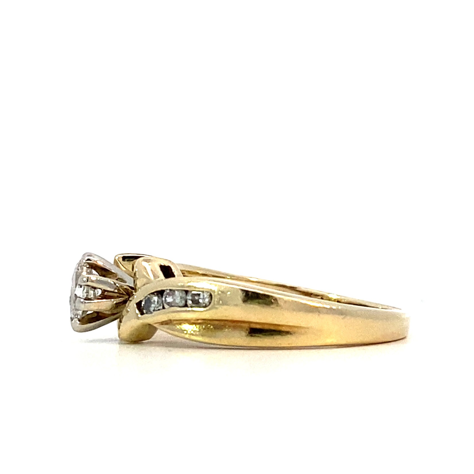 14K Yellow Gold Marquise & Diamond Ring size 6 D+/-.35ct tw