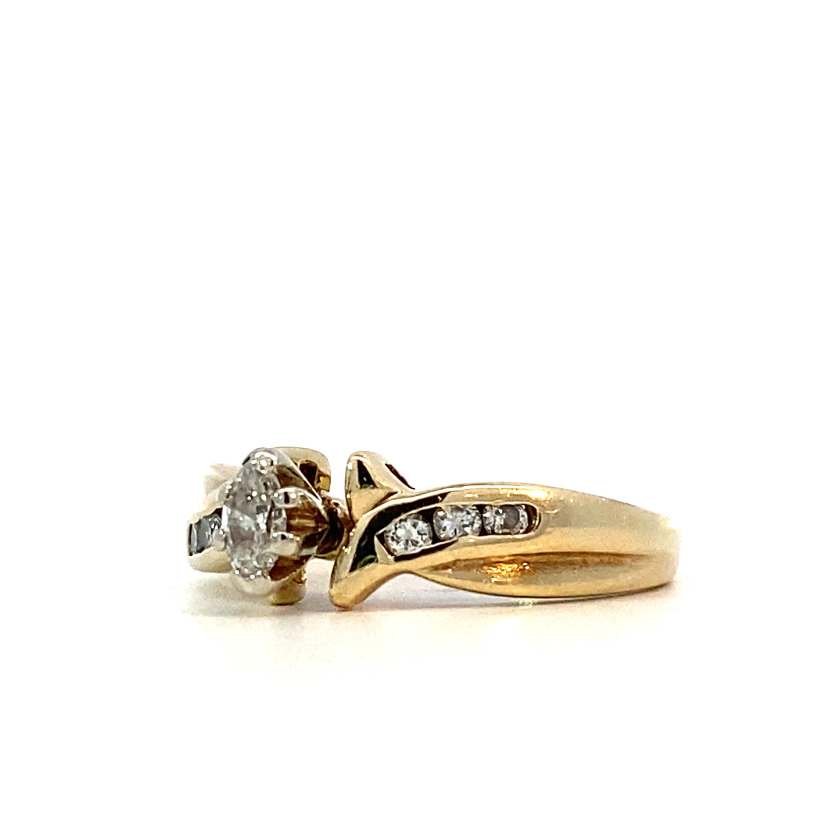 14K Yellow Gold Marquise & Diamond Ring size 6 D+/-.35ct tw