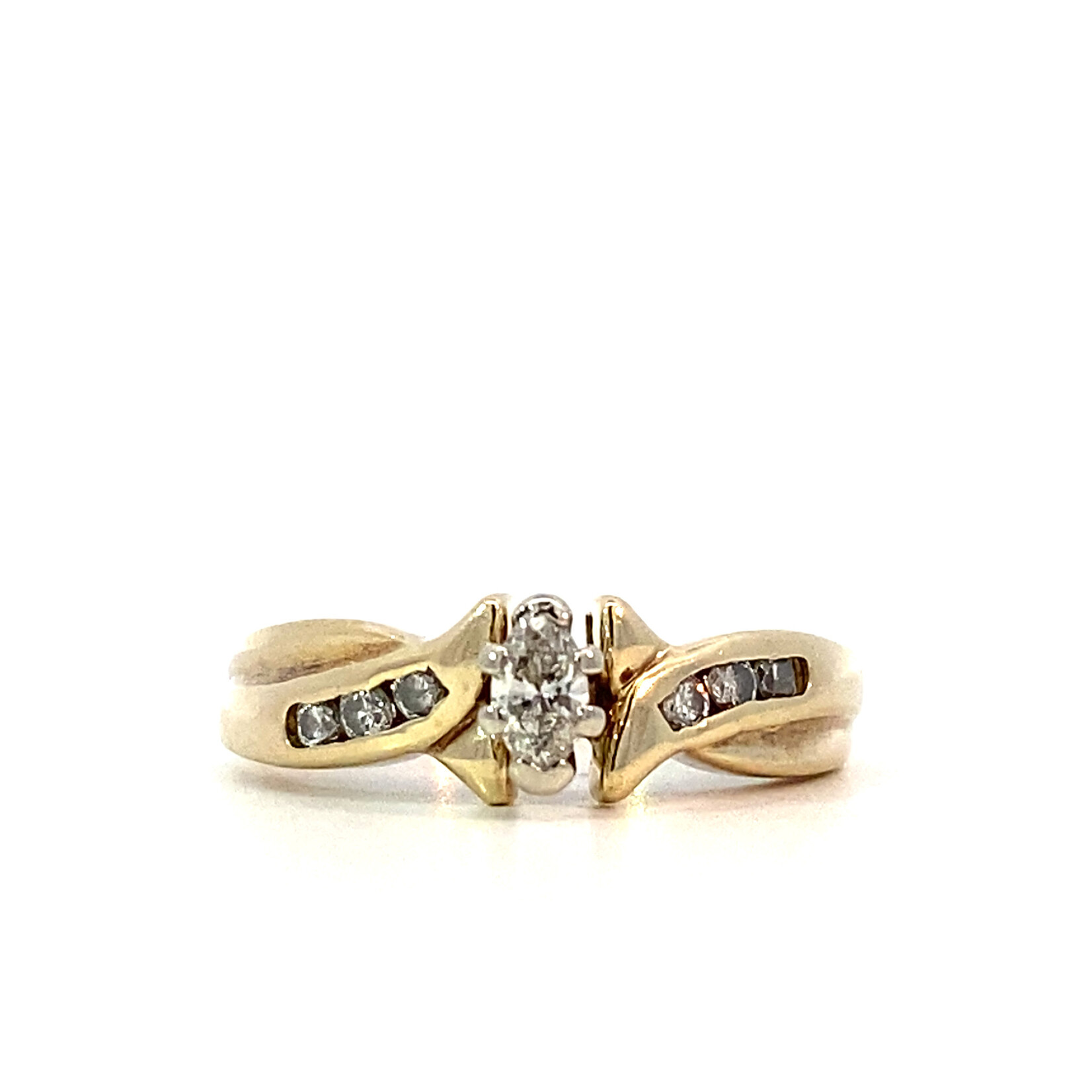 14K Yellow Gold Marquise & Diamond Ring size 6 D+/-.35ct tw