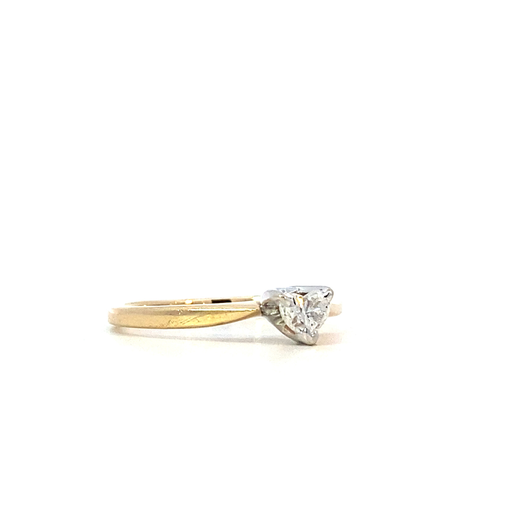 14K Yellow Gold Heart Shaped Diamond Solitaire ring d+/-.32ct sz 7
