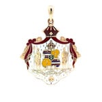 14K Yellow Gold 34x37mm Vintage White Coat of Arms Pendant