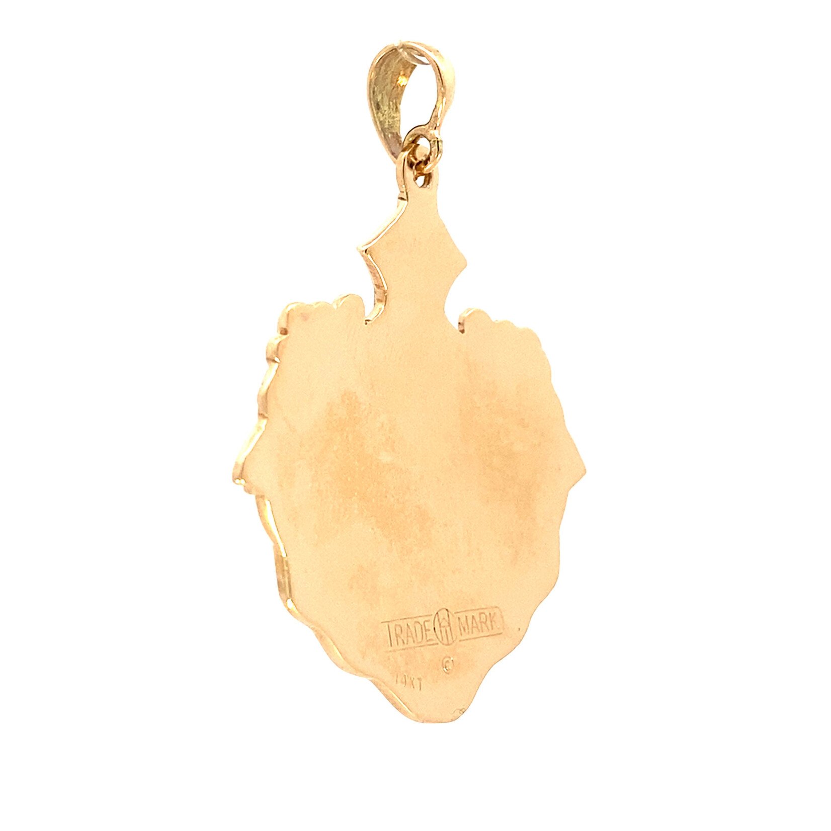 14K Yellow Gold 34x37mm Vintage White Coat of Arms Pendant