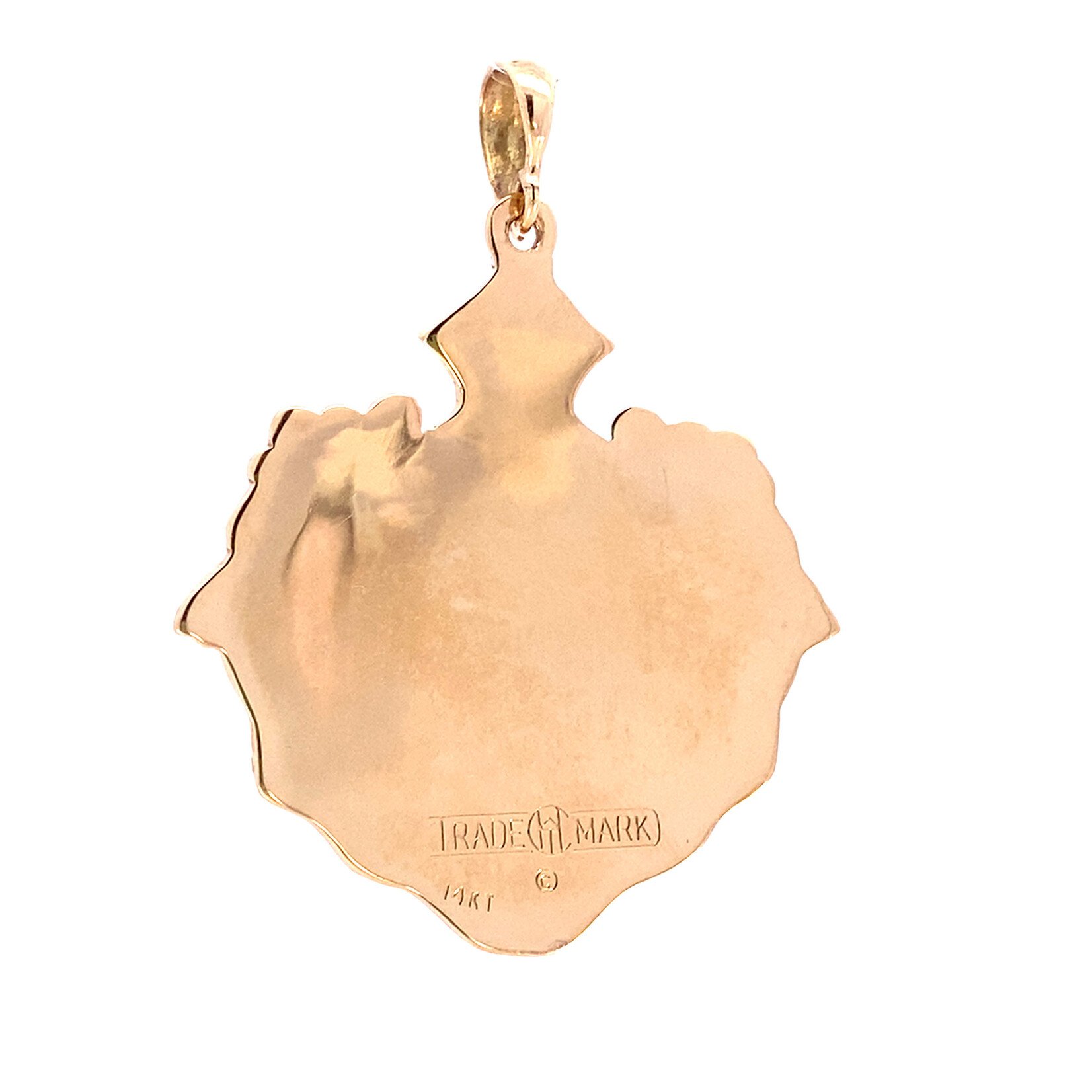 14K Yellow Gold 34x37mm Vintage White Coat of Arms Pendant