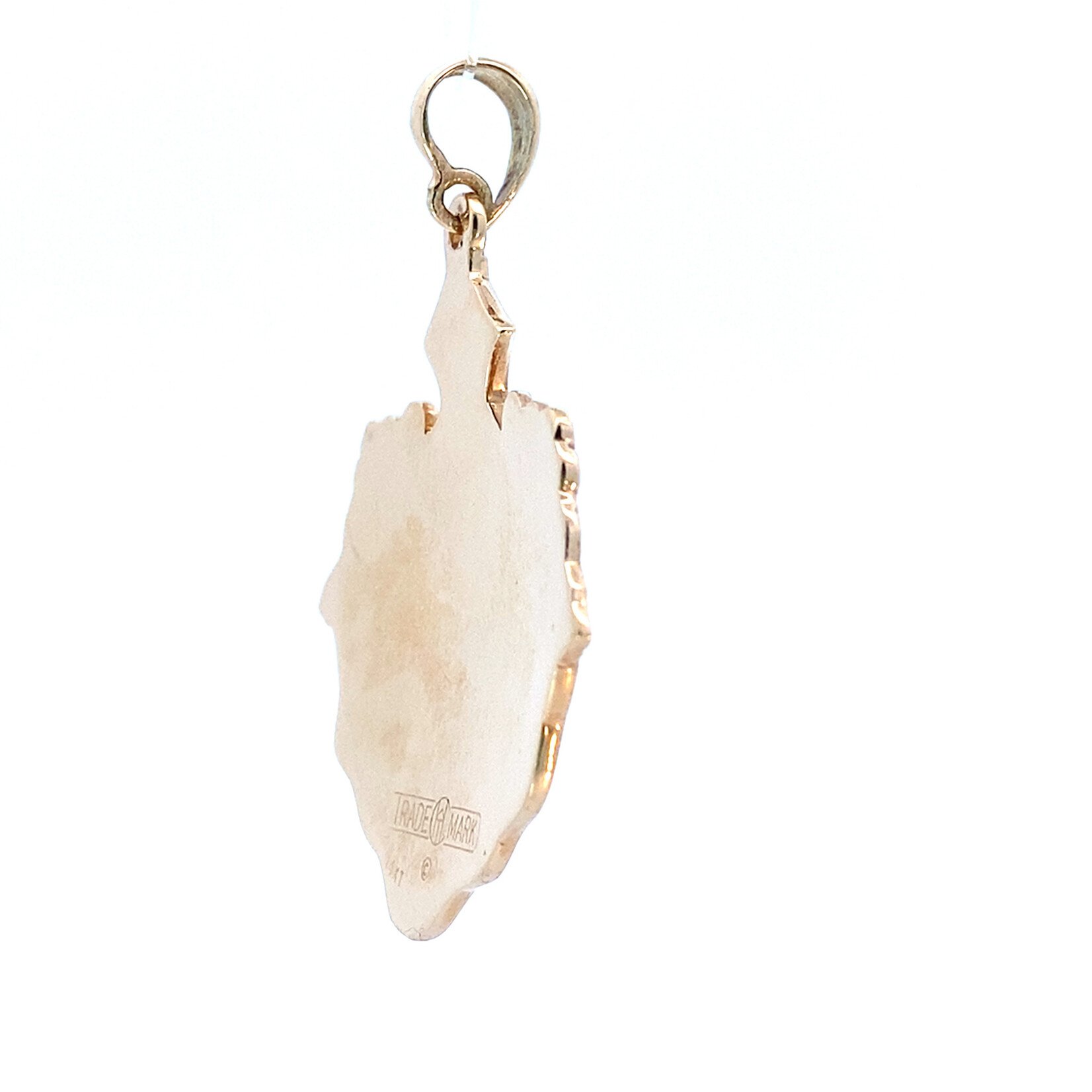 14K Yellow Gold 34x37mm Vintage White Coat of Arms Pendant