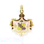 14K Yellow Gold 27.5x33mm Vintage Dawkins Benny White Coat of Arms Pendant