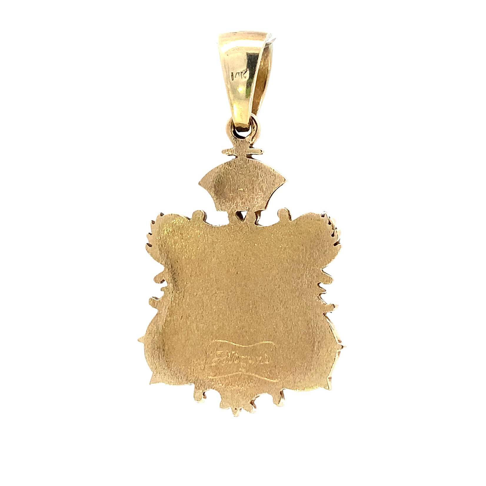 14K Yellow Gold 25x35.5mm Vintage Hildgund Kalakaua Coat of Arms Pendant