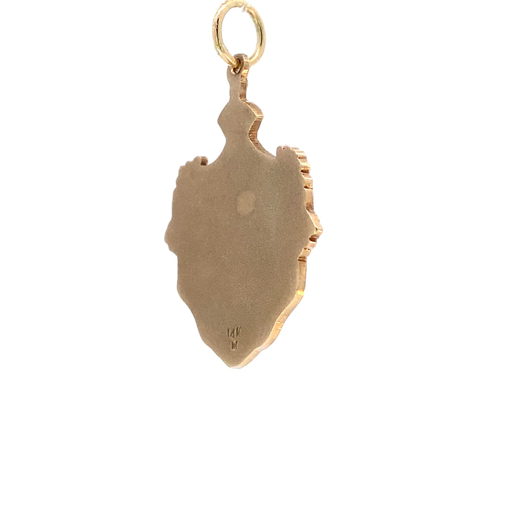 14K Yellow Gold 28.5x33mm Vintage Blue Coat of Arms