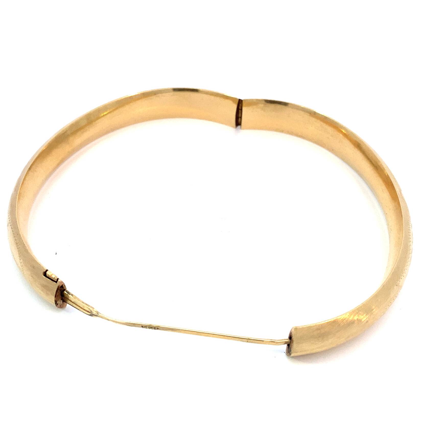 14K Yellow Gold Hollow Plumeria Hinge Bracelet sz8