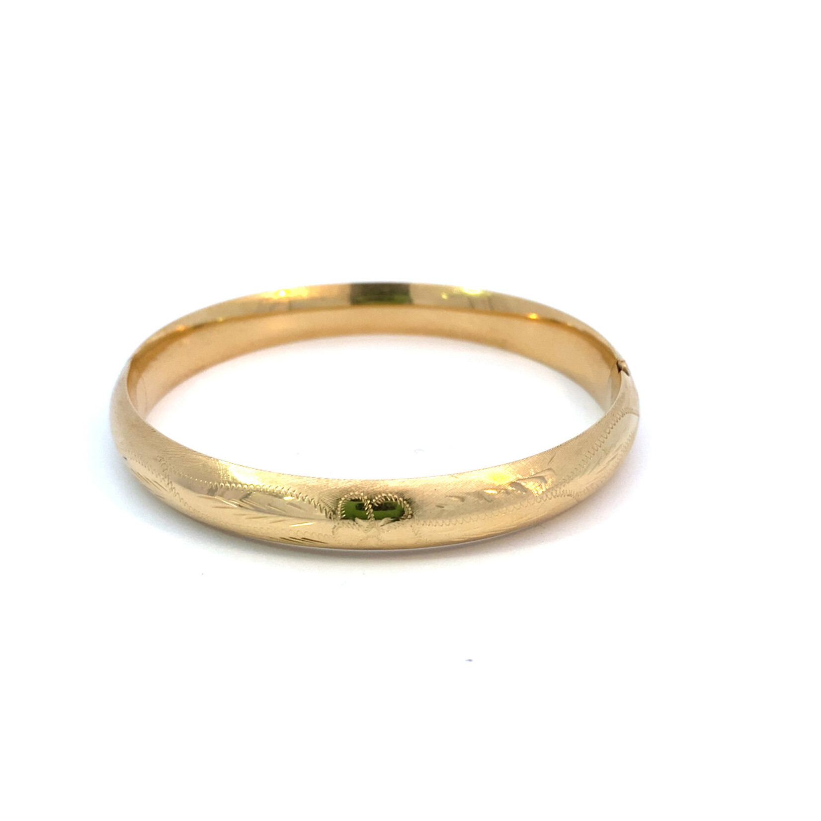 14K Yellow Gold Hollow Plumeria Hinge Bracelet sz8