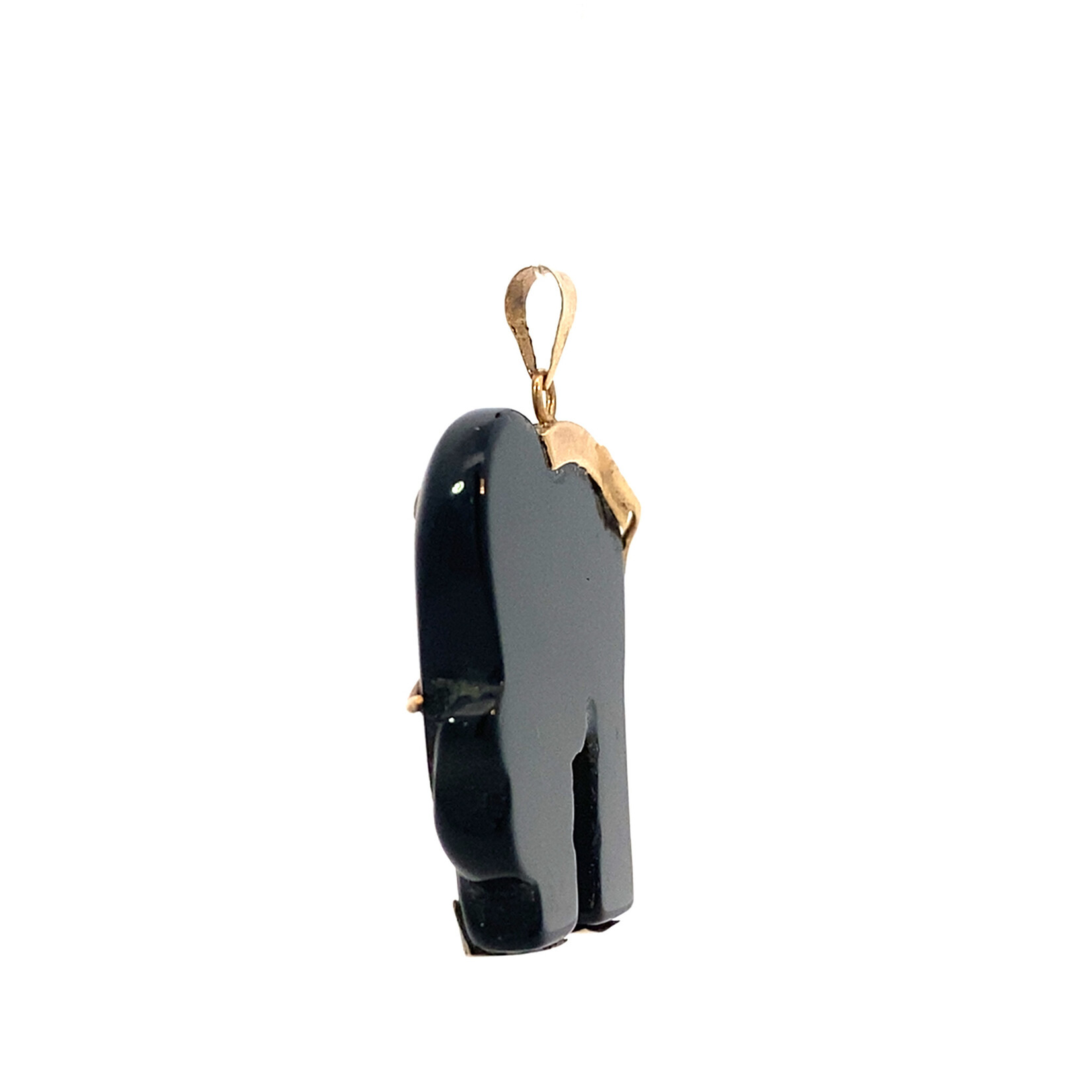 14K Yellow Gold Black Onyx Lucky Elephant Pendant