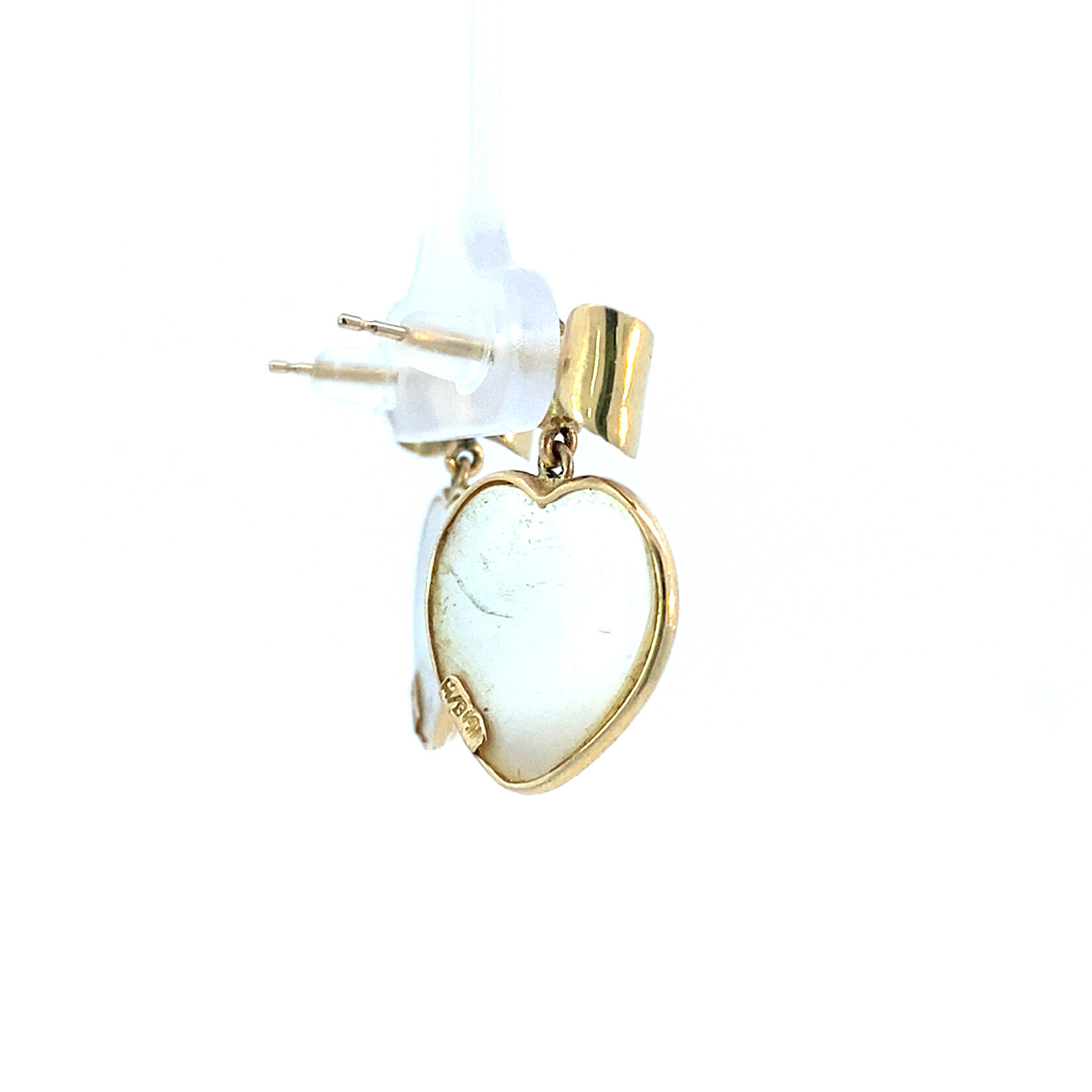 14K Yellow Gold Bow & Heart Mabe Pearl Dangles