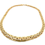 14K Yellow Gold 16" Hollow Graduated Byzantine Chain