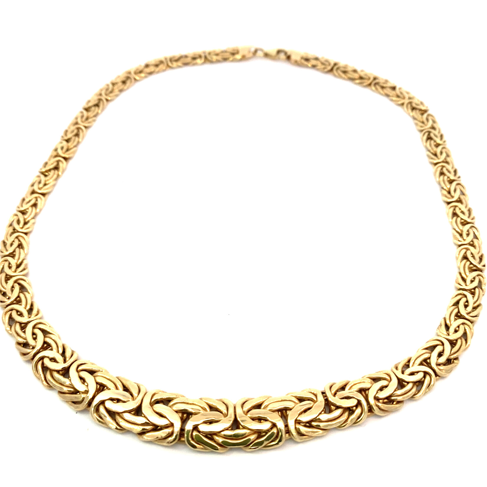 14K Yellow Gold 16" Hollow Graduated Byzantine Chain