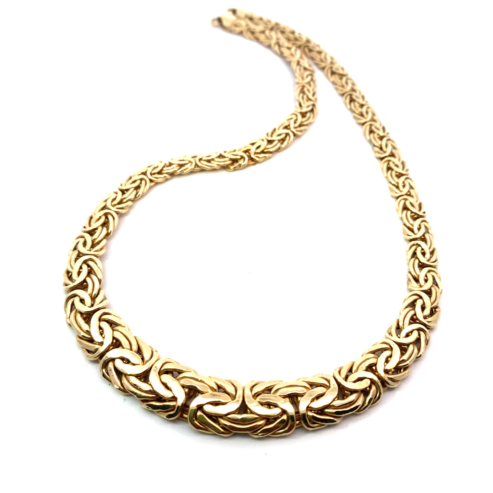 14K Yellow Gold 16" Hollow Graduated Byzantine Chain