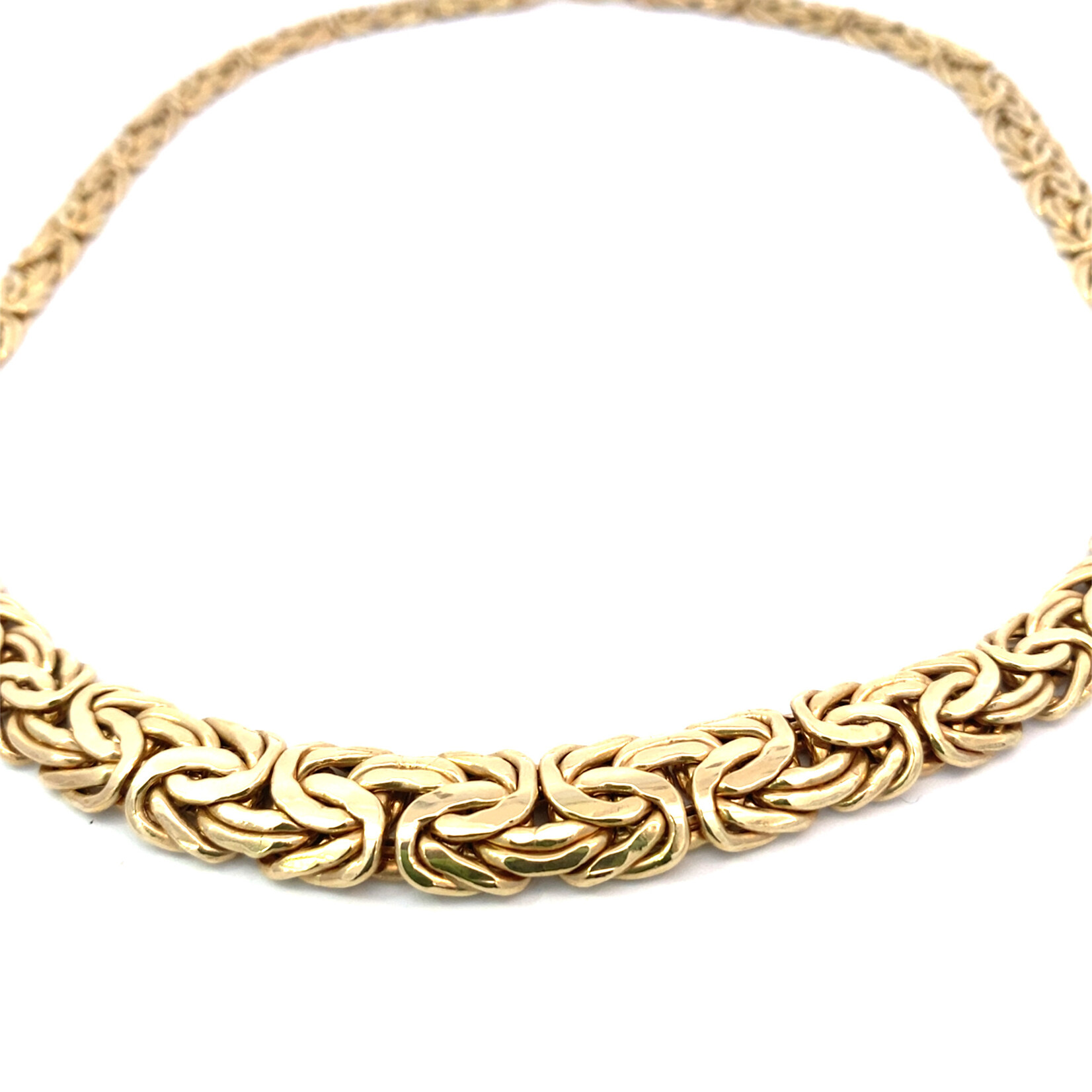 14K Yellow Gold 16" Hollow Graduated Byzantine Chain