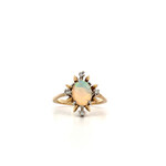 14K Yellow Gold Opal & Diamond Ring sz7