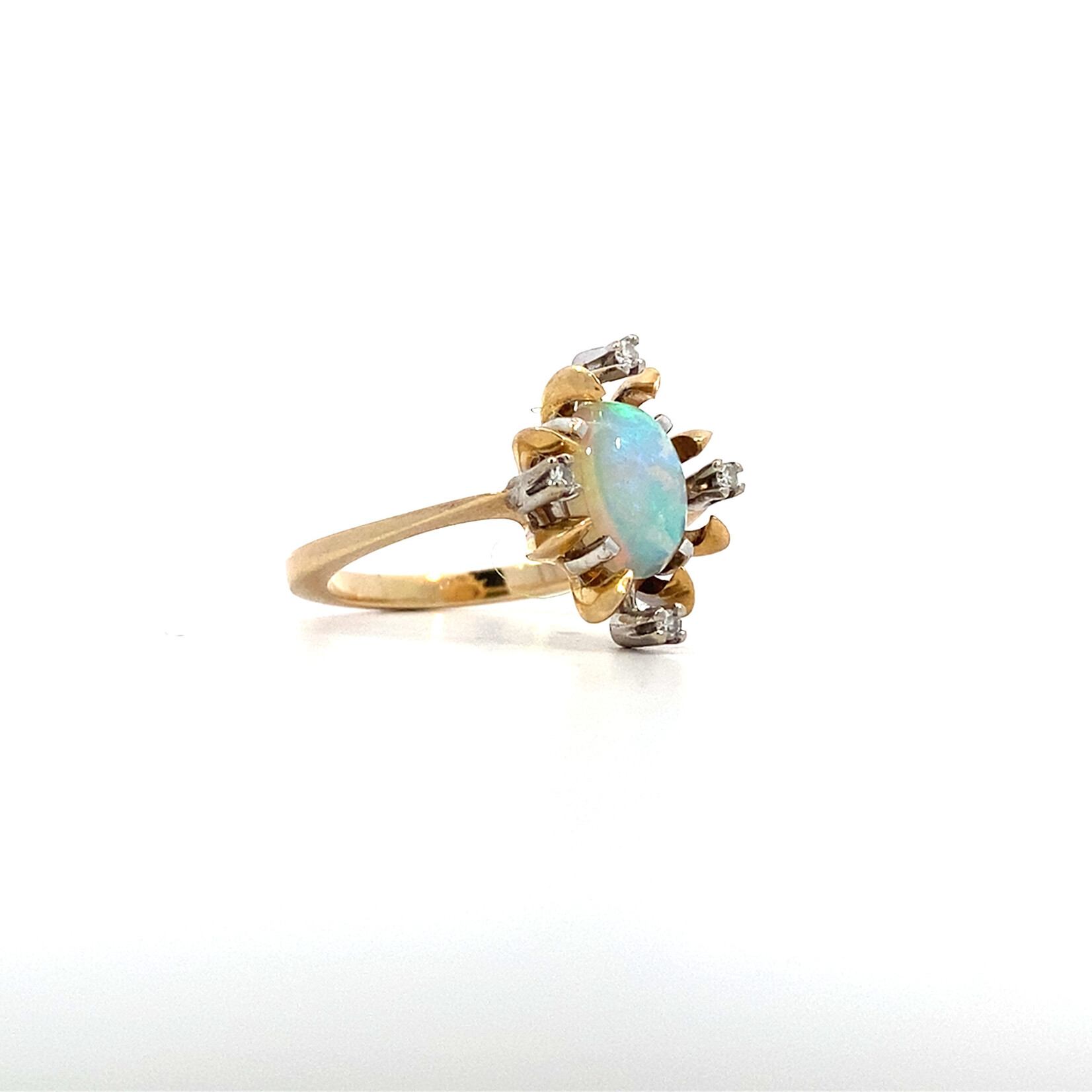 14K Yellow Gold Opal & Diamond Ring sz7