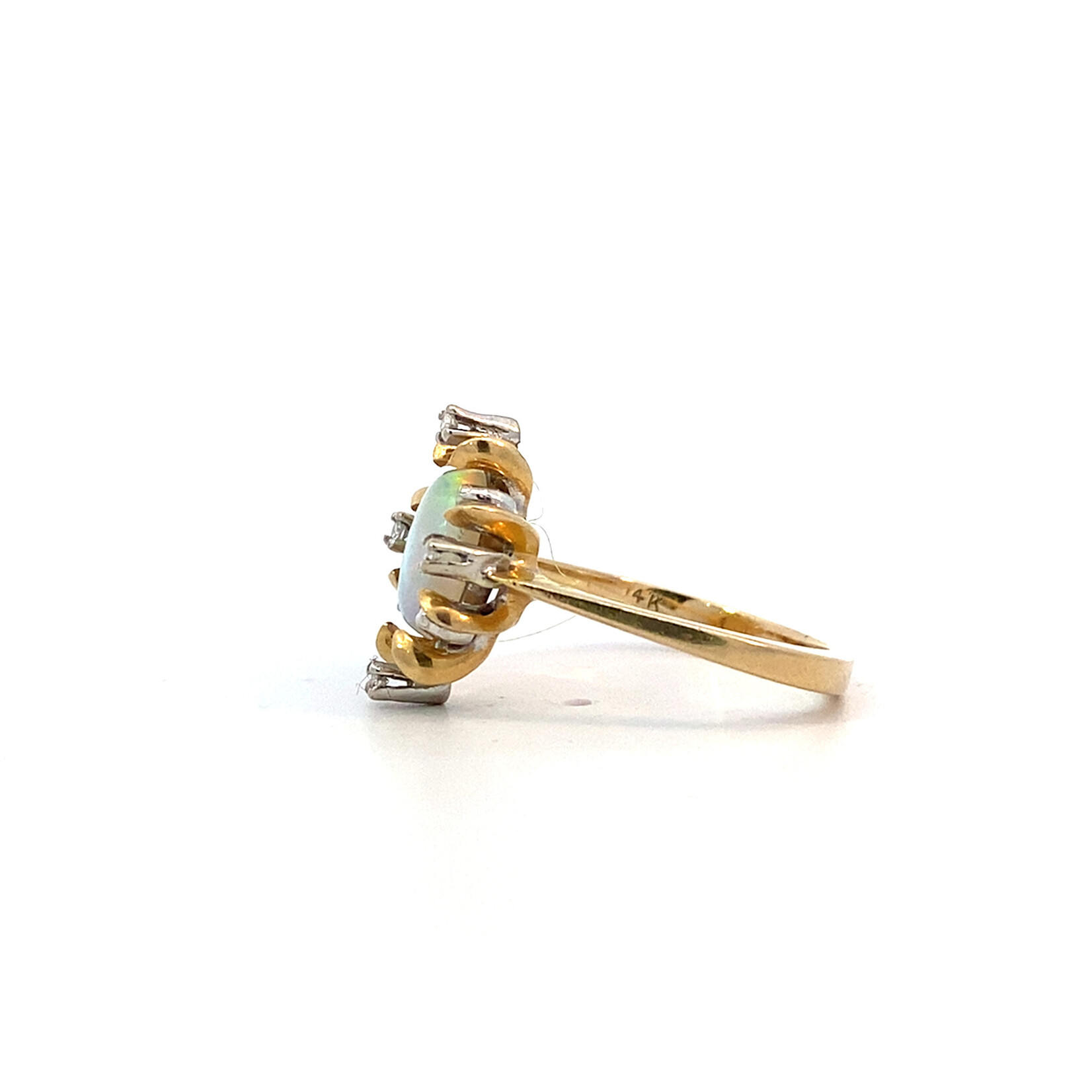 14K Yellow Gold Opal & Diamond Ring sz7